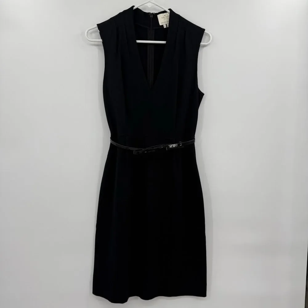 Kate Spade Womens ponte black‎ sleeveless dress belt size 6